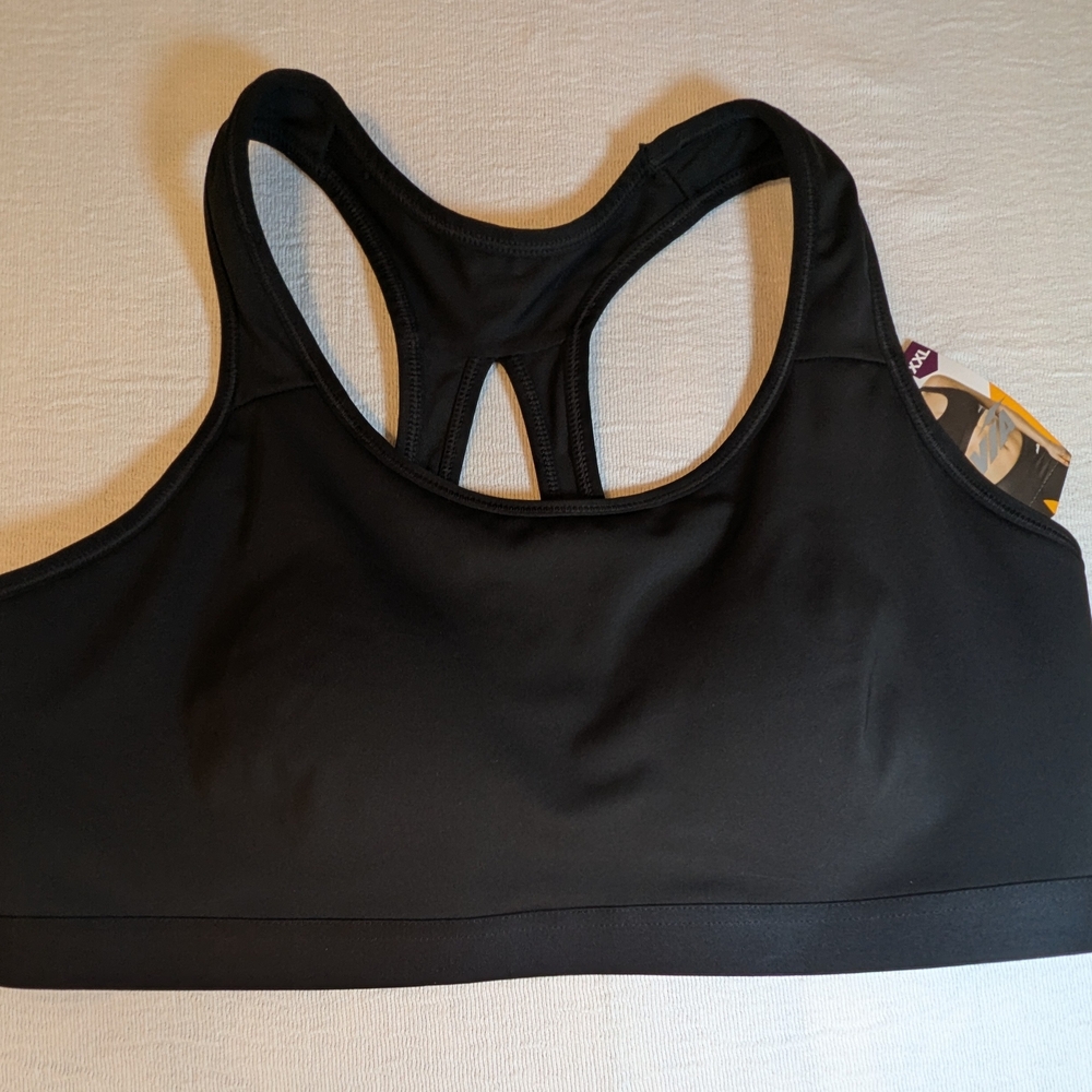 Avia Jet Black Sports Bra with Racerback